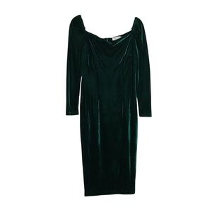 Zoe Vine Green Velvet Long Sleeve Midi Dress Womens Size 12 Event Cocktail Goth